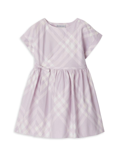 Shop Burberry Baby Girl's & Little Girl's Check Cotton Short-sleeve Dress In Pastel Lilac