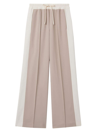 Shop Reiss Women's May Wide Colorblocked Drawstring Pants In Mink Cream