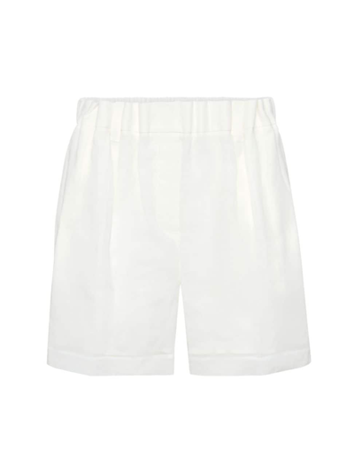 Shop Brunello Cucinelli Women's Cotton Organza Gathered Waist Shorts In White