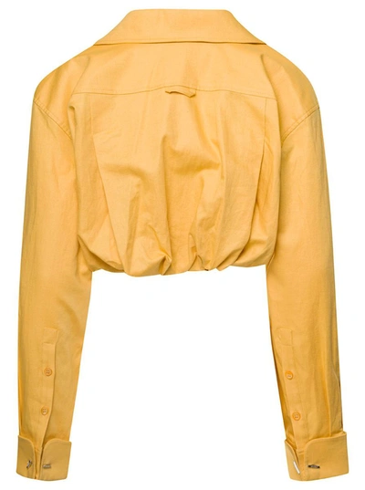 Shop Jacquemus 'la Chemise Machou' Yellow Bolero Shirt In Cotton Blend Woman