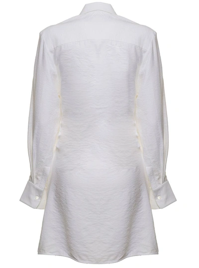 Shop Jacquemus 'la Robe Bahia' White Short Draped Shirt Dress In Viscose Woman