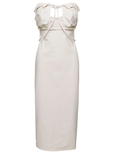 Shop Jacquemus 'la Robe Bikin' Midi White Dress In Cotton Blend Woman