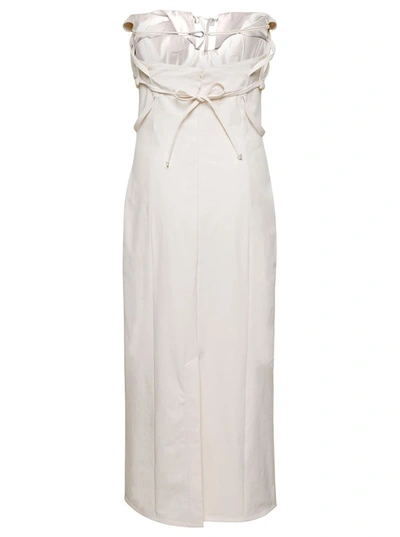 Shop Jacquemus 'la Robe Bikin' Midi White Dress In Cotton Blend Woman