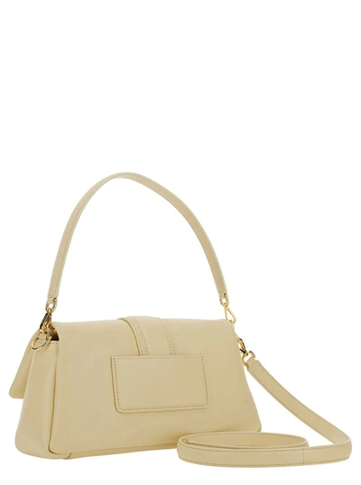 Shop Jacquemus 'le Bambimou' Ivory Shoulder Bag With Magnetic Fastening And Logo Detail In Leather Woman In White