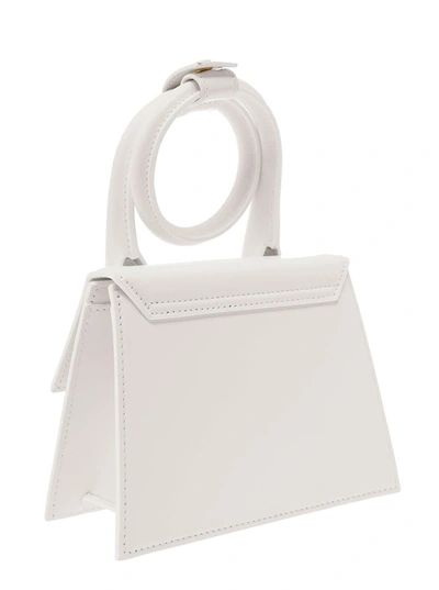 Shop Jacquemus 'le Chiquito Noeud' White Crossbody Bag With Logo Detail In Leather Woman