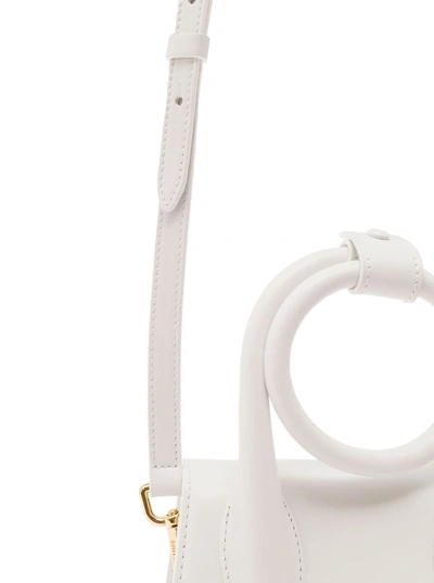Shop Jacquemus 'le Chiquito Noeud' White Crossbody Bag With Logo Detail In Leather Woman