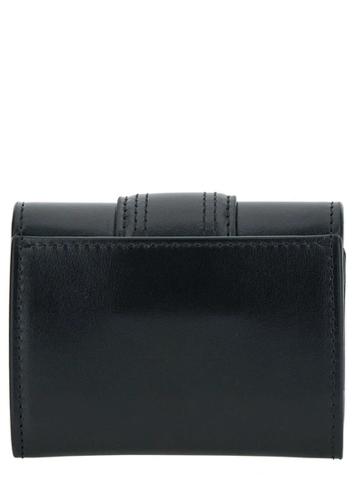 Shop Jacquemus 'le Compact Bambino' Black Wallet With Magnetic Closure In Leather Woman