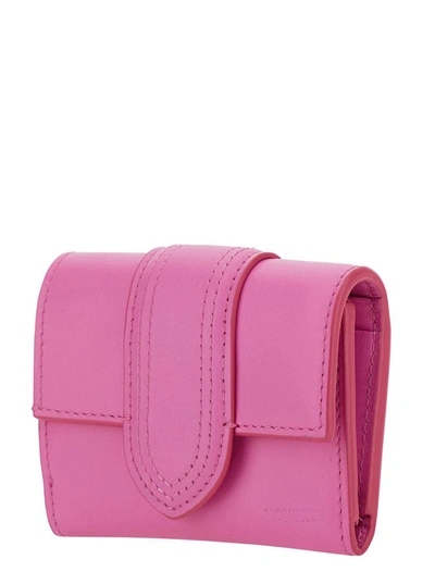 Shop Jacquemus 'le Compact Bambino' Pink Wallet With Magnetic Closure In Leather Woman