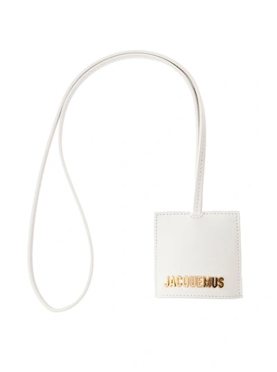 Shop Jacquemus 'le Porte Cle Bagage' White Key-chain With Logo Lettering In Smooth Leather Man
