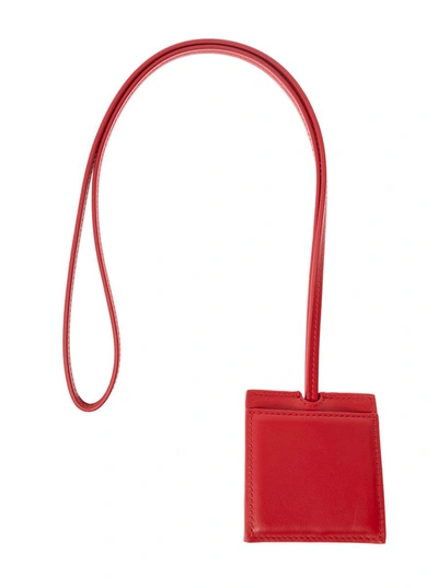 Shop Jacquemus 'le Porte Cle Bagage' Red Key-chain With Logo Lettering In Smooth Leather Man