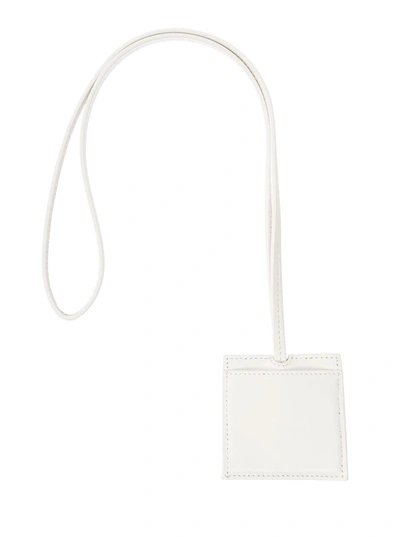 Shop Jacquemus 'le Porte Cle Bagage' White Key-chain With Logo Lettering In Smooth Leather Man