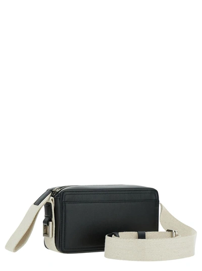 Shop Jacquemus 'le Cuerda Horizontal' Black Shoulder Bag With Logo In Relief In Smooth Leather Man