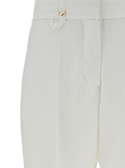 Shop Jacquemus 'le Pantalon Tibau' White Tailored High-waisted Pants In Cotton Woman