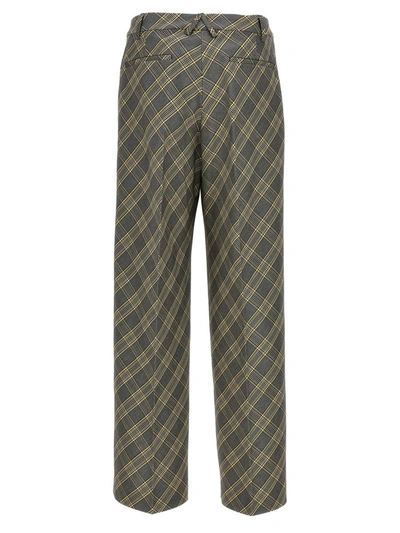 Ambush Check Print Cotton Trousers With Concealed Closure In Multicolor
