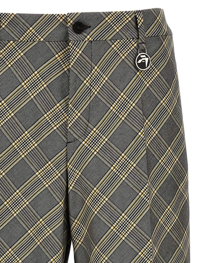 Ambush Check Print Cotton Trousers With Concealed Closure In Multicolor