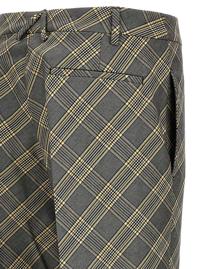 Ambush Check Print Cotton Trousers With Concealed Closure In Multicolor