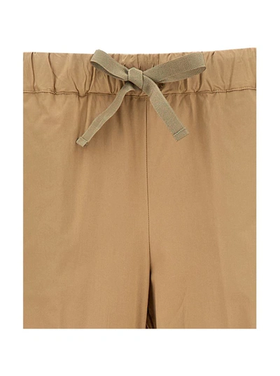 Shop Semicouture Beige Crop Cut Pants In Cotton Blend Woman