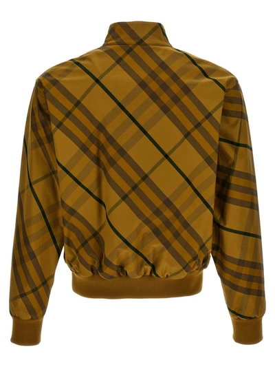 Shop Burberry Check Print Jacket In Yellow