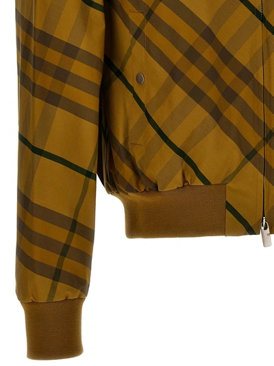 Burberry Check Motif Zip-up Bomber Jacket In Yellow