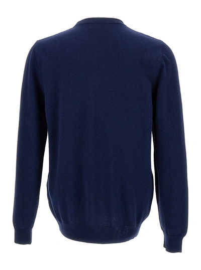 Shop Apc Blue Crew Neck Sweatshirt In Cotton Man