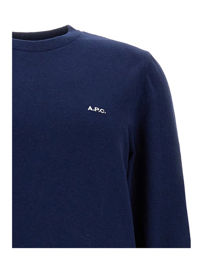 Shop Apc Blue Crew Neck Sweatshirt In Cotton Man