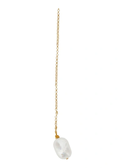 Shop Forte Forte Gold Tone Necklace With Pearl Detail In Bronze Woman In Grey