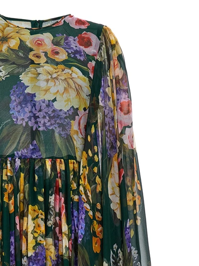 Dolce & Gabbana Dolce&gabbana Garden Floral Print Long Sleeve Silk Chiffon Maxi Dress In Multicolor