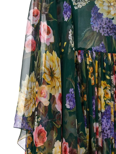 Dolce & Gabbana Dolce&gabbana Garden Floral Print Long Sleeve Silk Chiffon Maxi Dress In Multicolor