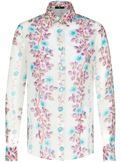 Shop Etro Flowered Shirt In Multicolour