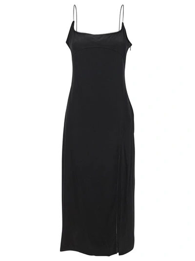 Shop Jacquemus 'la Robe Notte' Midi Black Dress With Logo Detail And Split In Viscose Blend Woman