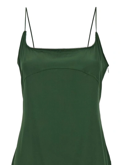 Shop Jacquemus 'la Robe Notte' Midi Green Dress With Logo Detail And Split In Viscose Blend Woman