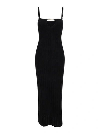 Shop Jacquemus 'la Robe Sierra' Black Midi Dress In Viscose Woman