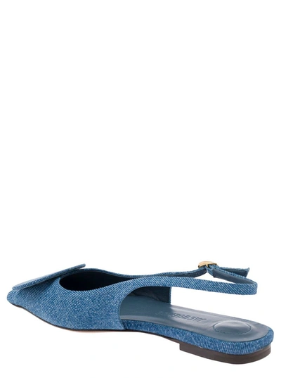 Shop Jacquemus 'les Slingback Duele Plates' Blue Flat Sandals With Geometric Shapes In Denim Woman