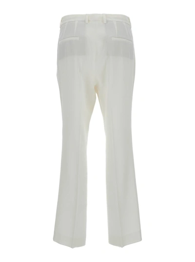 Shop Alberto Biani White Low Waist Flared Trousers In Technical Fabric Woman