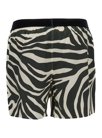 Shop Tom Ford White And Black All-over Zebra Print Shorts In Silk Blend Woman In White/black