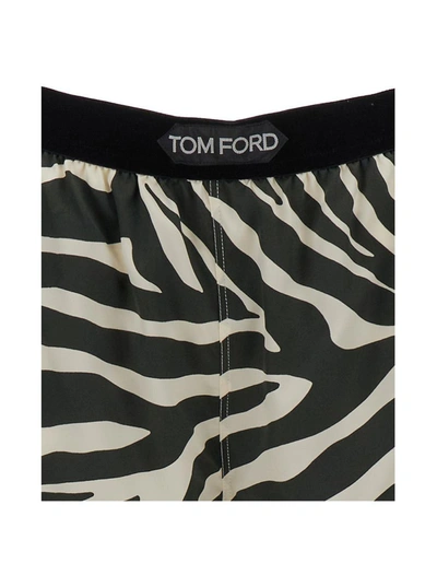 Shop Tom Ford White And Black All-over Zebra Print Shorts In Silk Blend Woman In White/black
