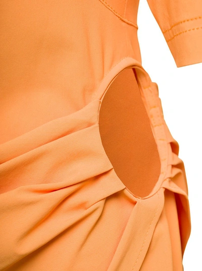 Shop Jacquemus Orange Mini Shirt Dress La Robe Camisa In Cotton Blend Woman
