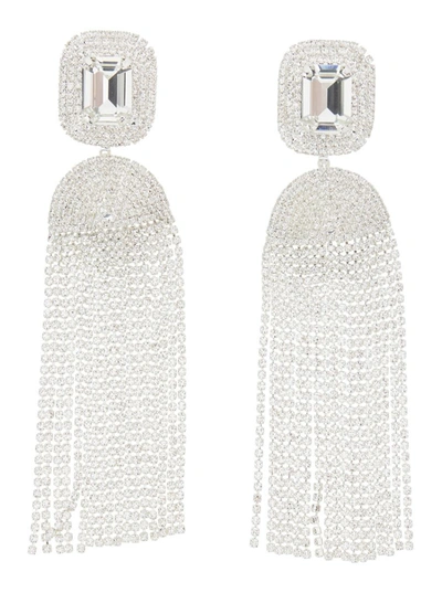 Shop Magda Butrym Silver-colored Earrings With A Cascade Of Crystals In Brass Woman In Grey