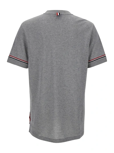 Shop Thom Browne Grey Short Sleeve Crew Neck T-shirt In Cotton Man