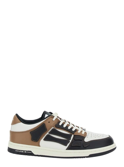Shop Amiri Brown Low Top Sneakers With Panels In Leather Man