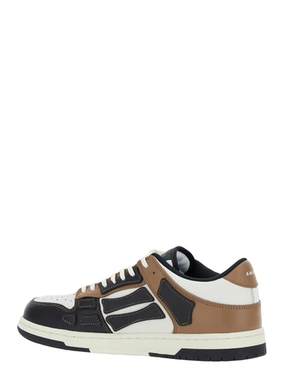 Shop Amiri Brown Low Top Sneakers With Panels In Leather Man