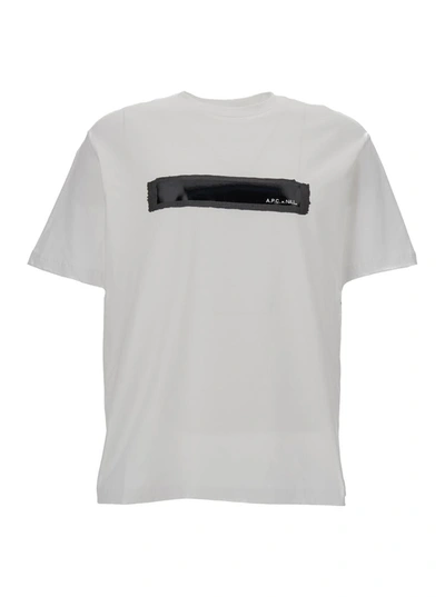 Shop Apc White Printed Crew Neck T-shirt In Cotton Man