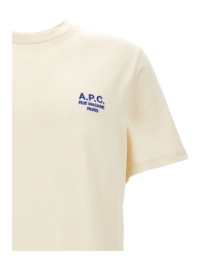 Shop Apc Ivory White 'raymond' Crew Neck T-shirt In Cotton Man In Beige