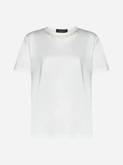 Shop Fabiana Filippi Rhinestone Cotton T-shirt In White