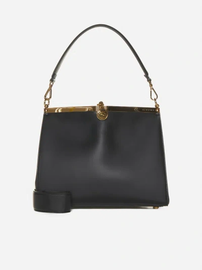 Shop Etro Vela Leather Medium Bag In Black