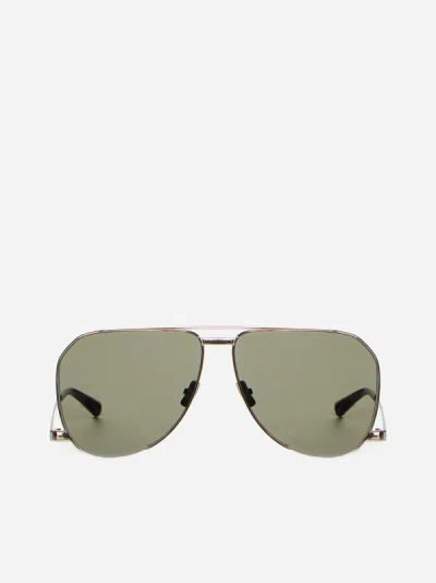 Shop Saint Laurent Sl 690 Dust Sunglasses In Silver,grey