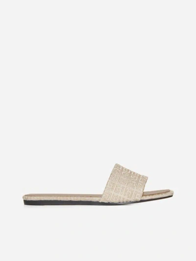 Shop Givenchy 4g Jacquard Flat Sandals In Dusty Gold