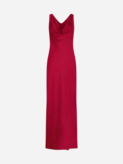 Shop Norma Kamali Satin Gown In Tiger Red