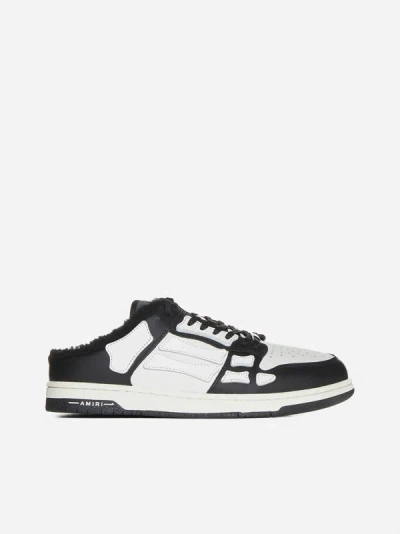 Shop Amiri Skel Leather Mule Sneakers In Black  White