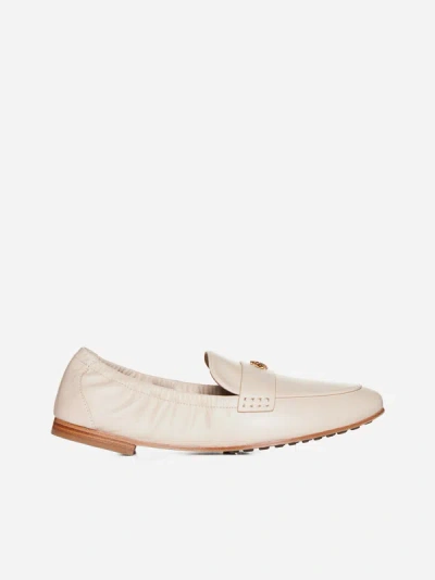 Shop Tory Burch Leather Ballet Loafers In Cream